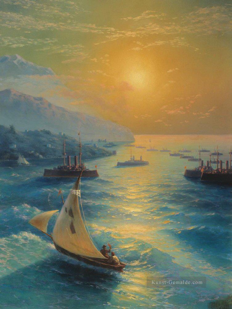 Schiffe an der Feodossija Razzia 1897 Verspielt Ivan Aiwasowski russisch Ölgemälde